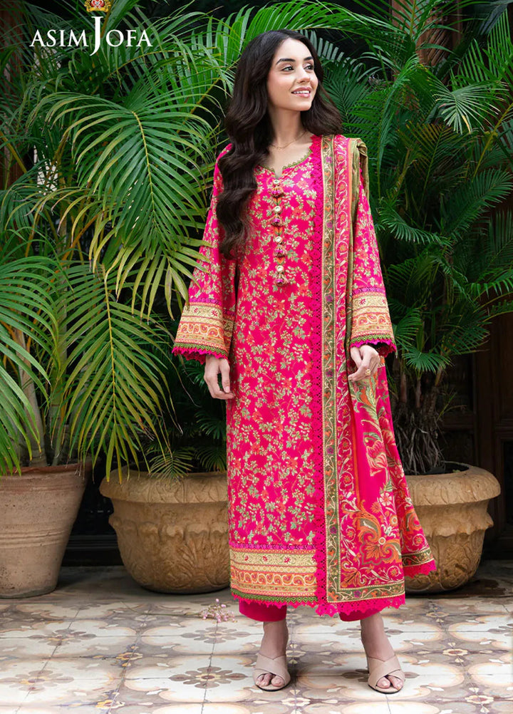 Asim Jofa Printed Lawn Suits Unstitched 3 Piece AJ25P4 AJUUB-24 - Summer Collection