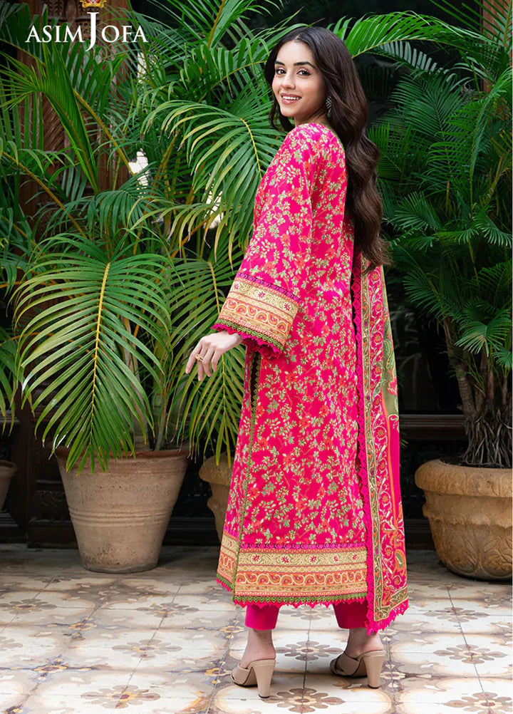 Asim Jofa Printed Lawn Suits Unstitched 3 Piece AJ25P4 AJUUB-24 - Summer Collection