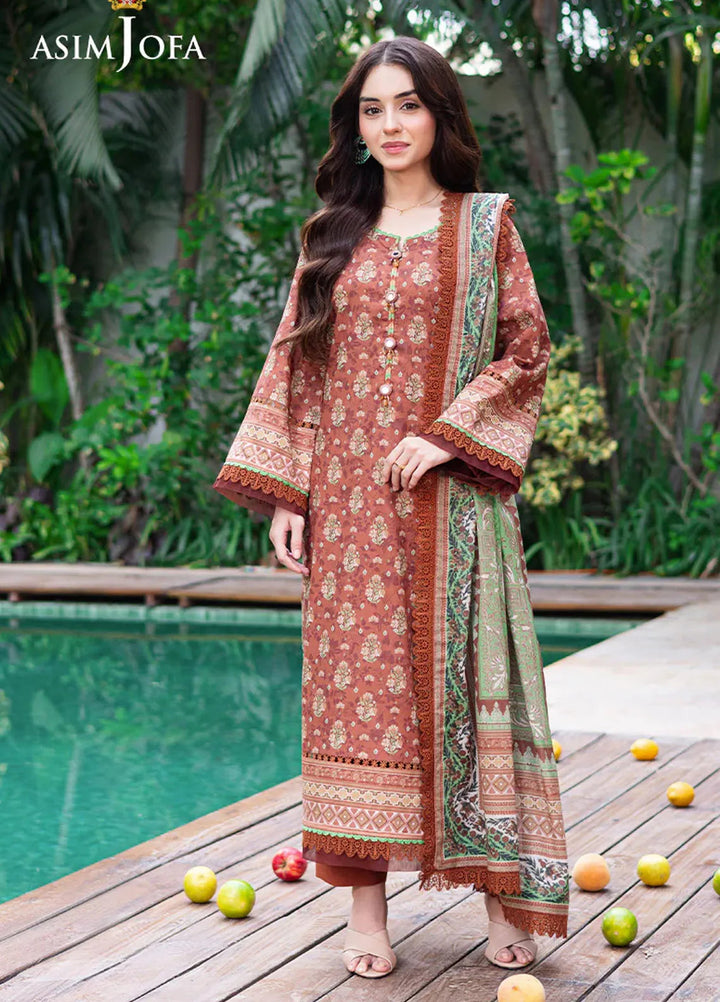 Asim Jofa Printed Lawn Suits Unstitched 3 Piece AJ25P4 AJUUB-25 - Summer Collection