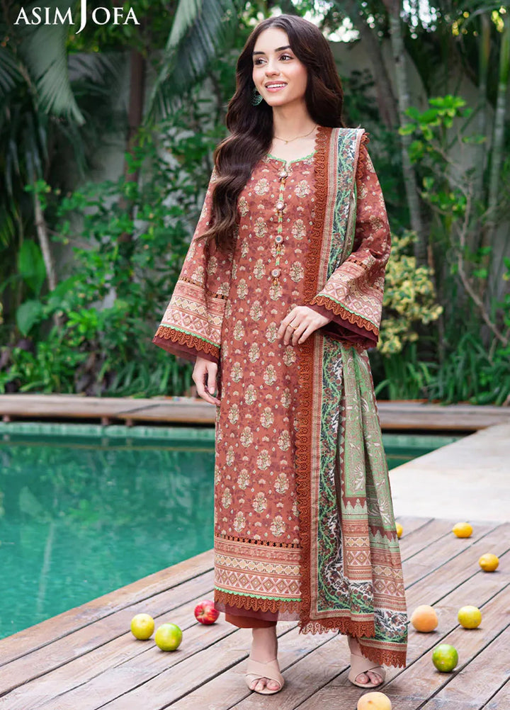 Asim Jofa Printed Lawn Suits Unstitched 3 Piece AJ25P4 AJUUB-25 - Summer Collection