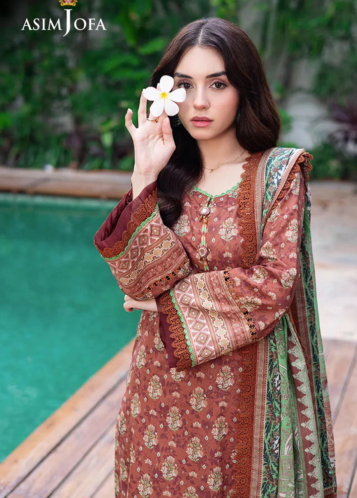 Asim Jofa Printed Lawn Suits Unstitched 3 Piece AJ25P4 AJUUB-25 - Summer Collection