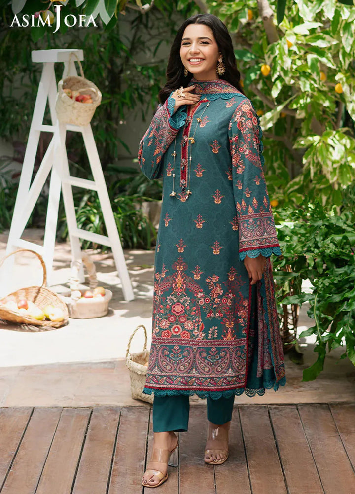 Asim Jofa Printed Lawn Suits Unstitched 3 Piece AJ25P4 AJUUB-26 - Summer Collection