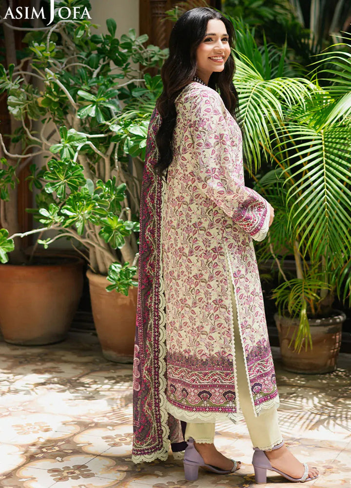 Asim Jofa Printed Lawn Suits Unstitched 3 Piece AJ25P4 AJUUB-27 - Summer Collection