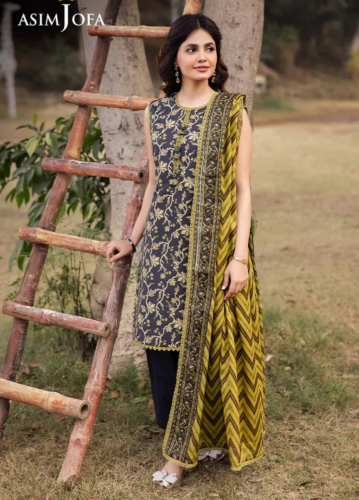 Asim Jofa Printed Lawn Suits Unstitched 3 Piece AJ25P5 AJUBJ-26 - Summer Collection
