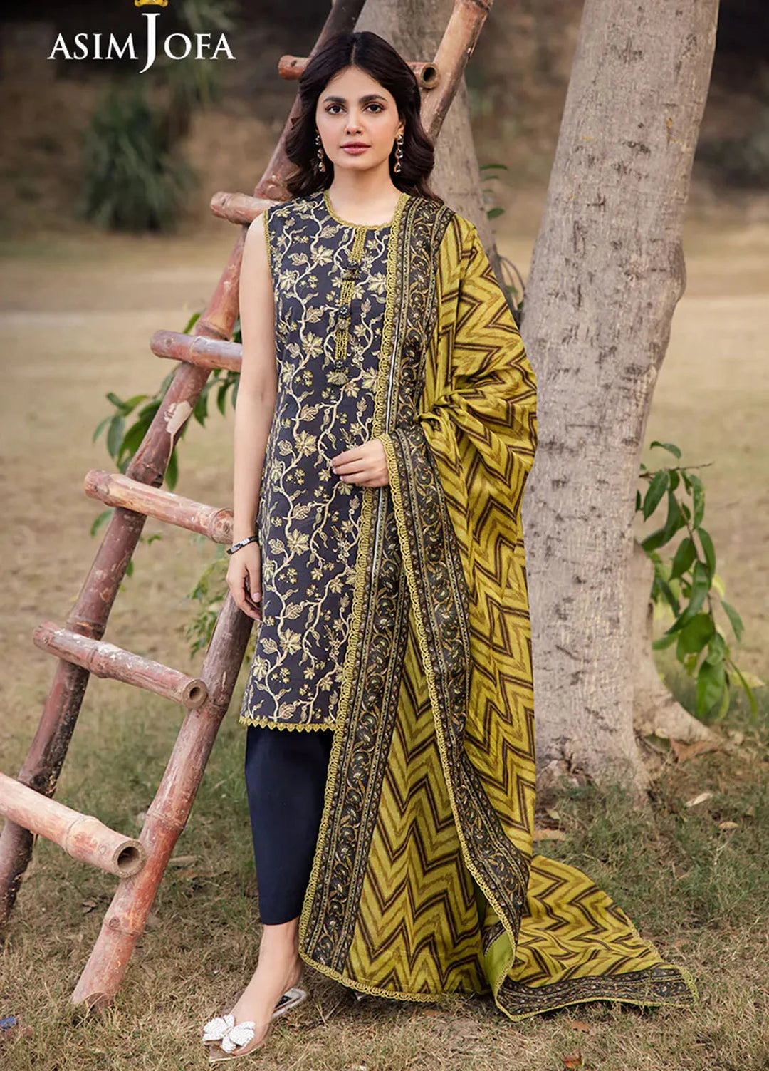 Asim Jofa Printed Lawn Suits Unstitched 3 Piece AJ25P5 AJUBJ-26 - Summer Collection