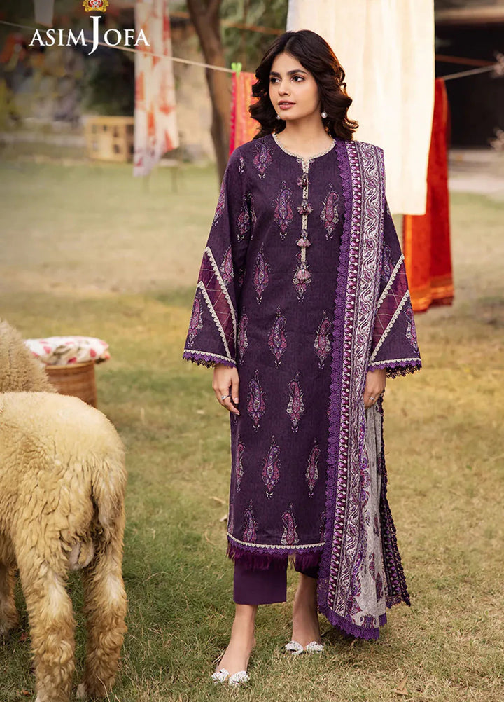 Asim Jofa Printed Lawn Suits Unstitched 3 Piece AJ25P5 AJUBJ-27 - Summer Collection