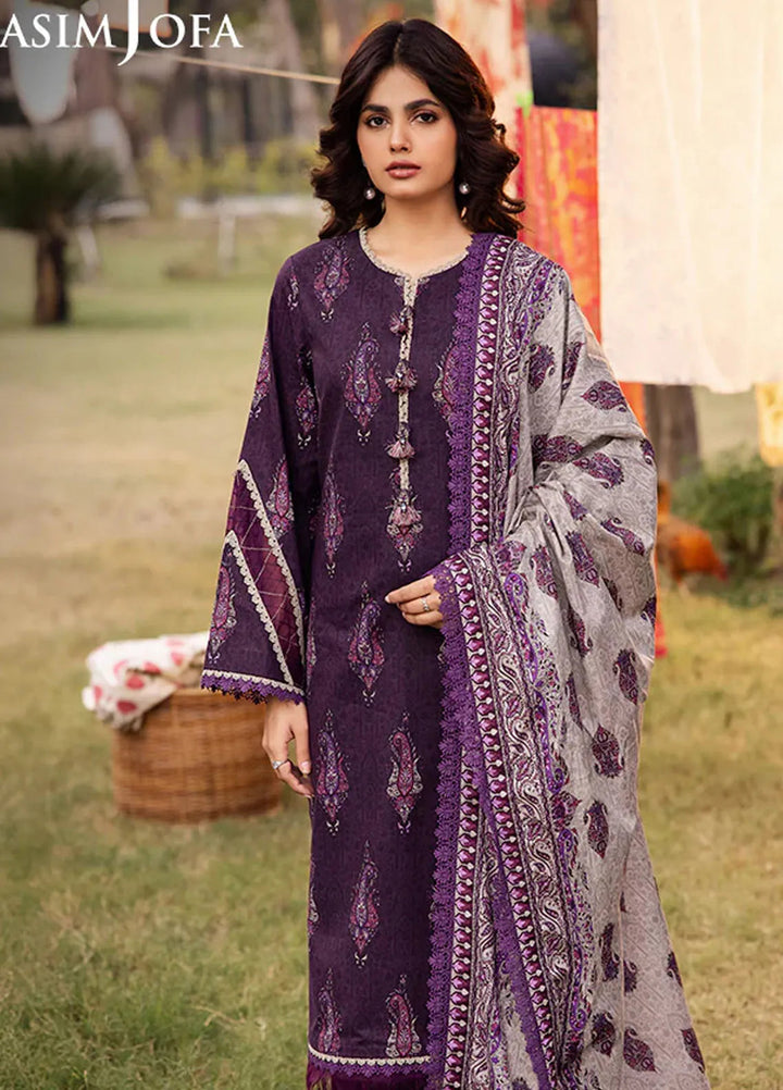 Asim Jofa Printed Lawn Suits Unstitched 3 Piece AJ25P5 AJUBJ-27 - Summer Collection