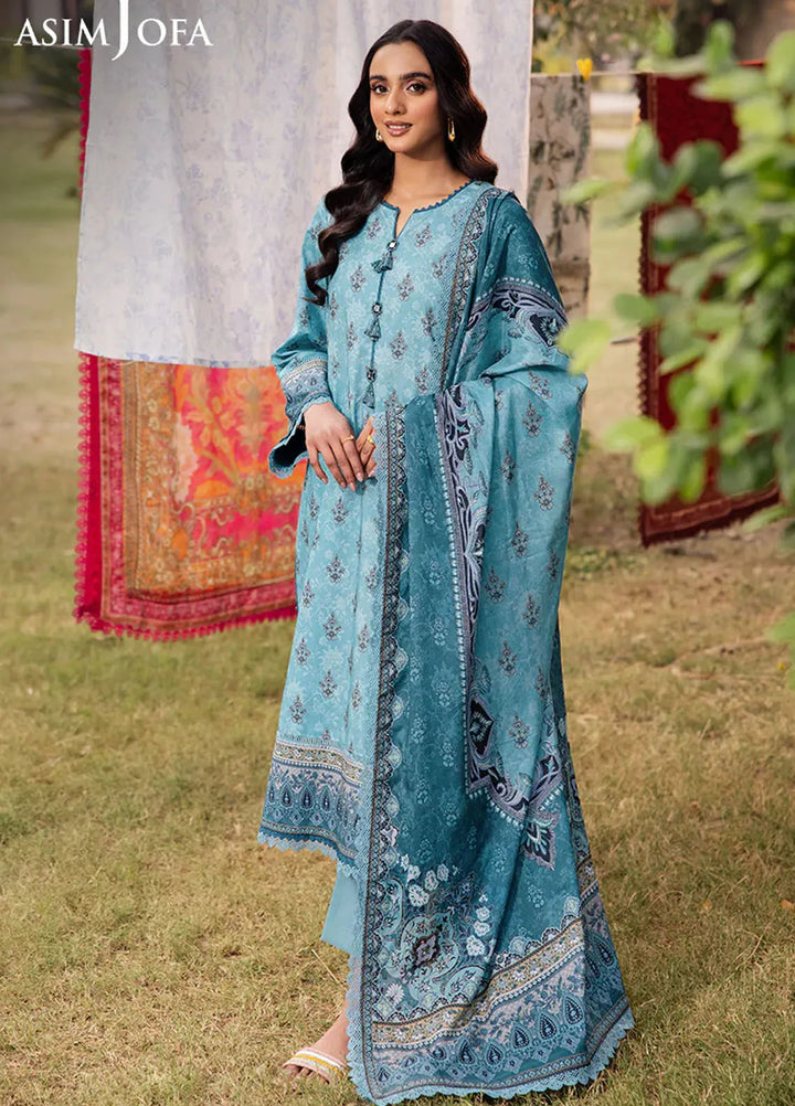 Asim Jofa Printed Lawn Suits Unstitched 3 Piece AJ25P5 AJUBJ-46 - Summer Collection