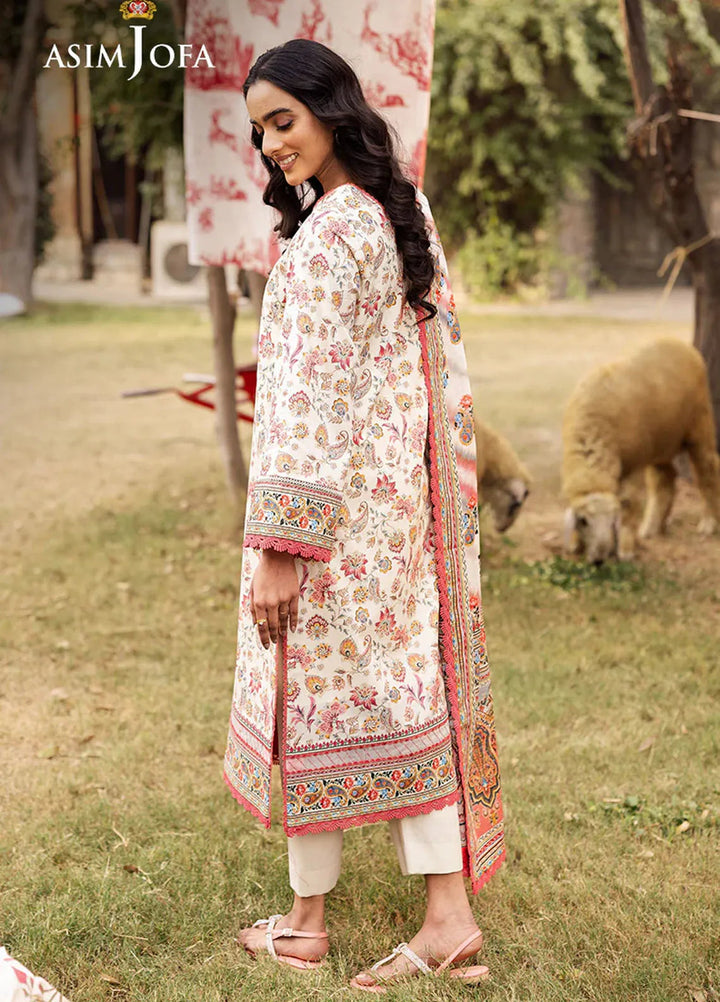 Asim Jofa Printed Lawn Suits Unstitched 3 Piece AJ25P5 AJUBJ-50 - Summer Collection