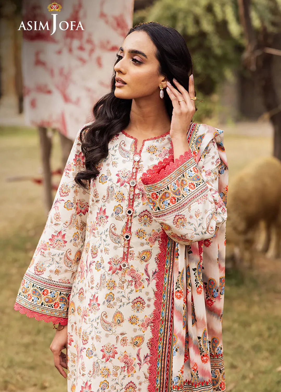 Asim Jofa Printed Lawn Suits Unstitched 3 Piece AJ25P5 AJUBJ-50 - Summer Collection