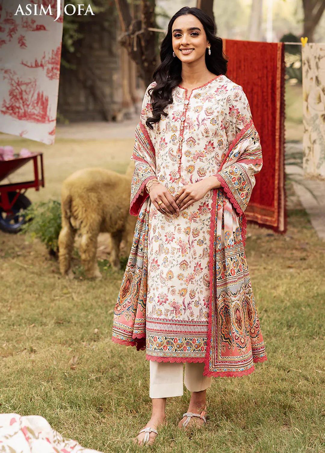 Asim Jofa Printed Lawn Suits Unstitched 3 Piece AJ25P5 AJUBJ-50 - Summer Collection