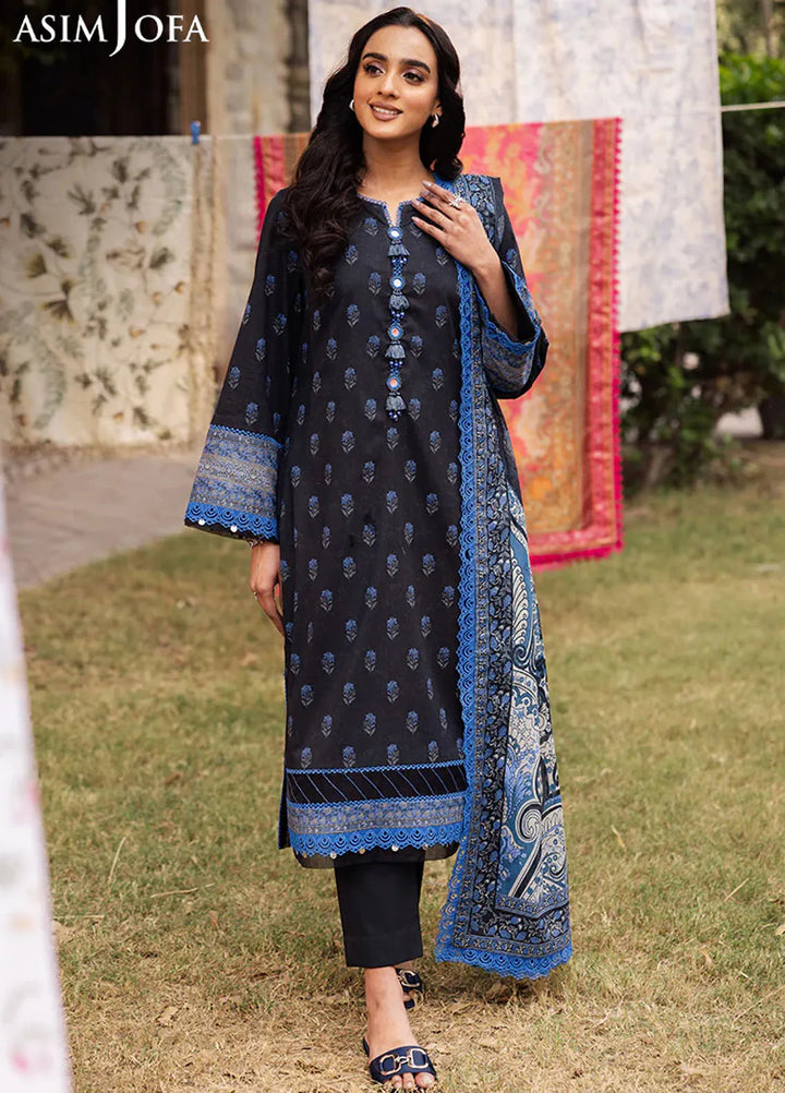 Asim Jofa Printed Lawn Suits Unstitched 3 Piece AJ25P5 AJUBJ-55 - Summer Collection