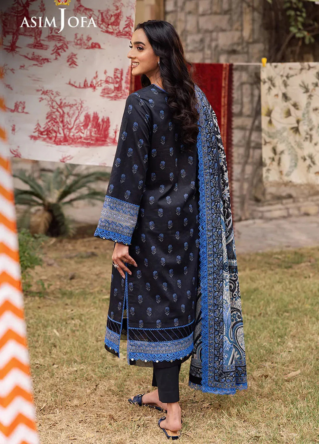 Asim Jofa Printed Lawn Suits Unstitched 3 Piece AJ25P5 AJUBJ-55 - Summer Collection
