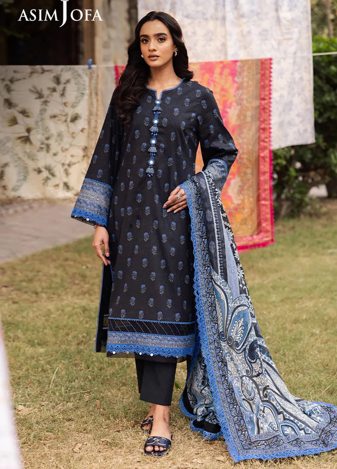 Asim Jofa Printed Lawn Suits Unstitched 3 Piece AJ25P5 AJUBJ-55 - Summer Collection