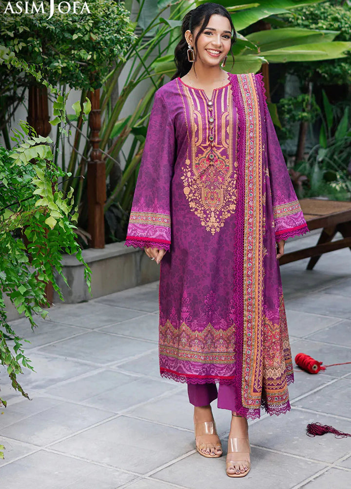Asim Jofa Printed Lawn Suits Unstitched 3 Piece AJ25P5 AJUUB-30 - Summer Collection
