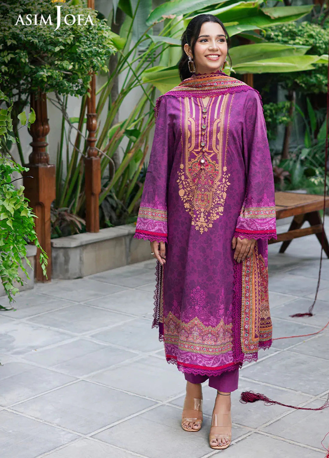 Asim Jofa Printed Lawn Suits Unstitched 3 Piece AJ25P5 AJUUB-30 - Summer Collection