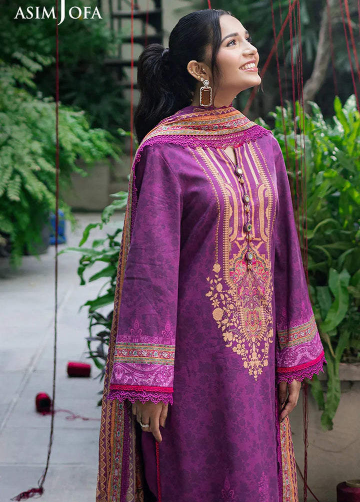 Asim Jofa Printed Lawn Suits Unstitched 3 Piece AJ25P5 AJUUB-30 - Summer Collection