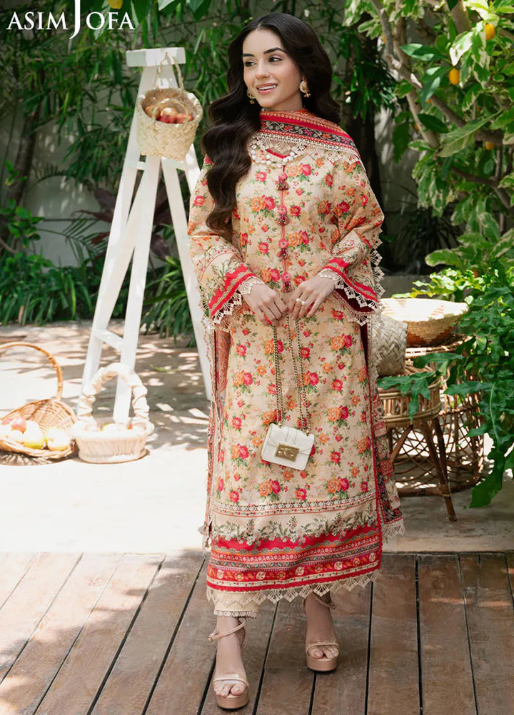 Asim Jofa Printed Lawn Suits Unstitched 3 Piece AJ25P5 AJUUB-31 - Summer Collection