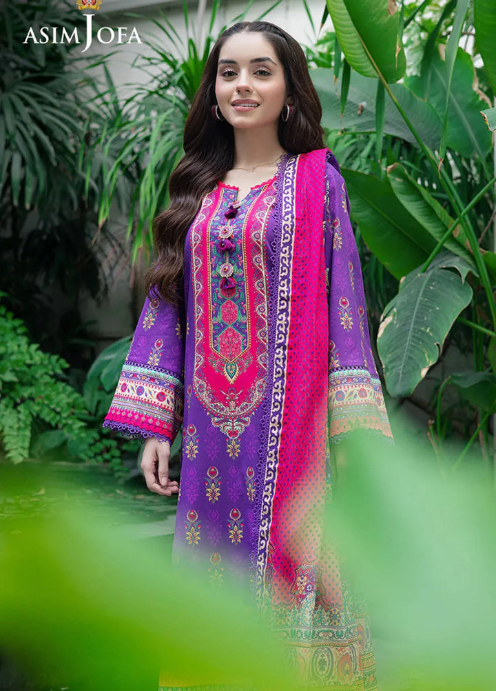Asim Jofa Printed Lawn Suits Unstitched 3 Piece AJ25P5 AJUUB-34 - Summer Collection