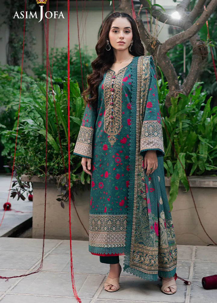 Asim Jofa Printed Lawn Suits Unstitched 3 Piece AJ25P5 AJUUB-38 - Summer Collection