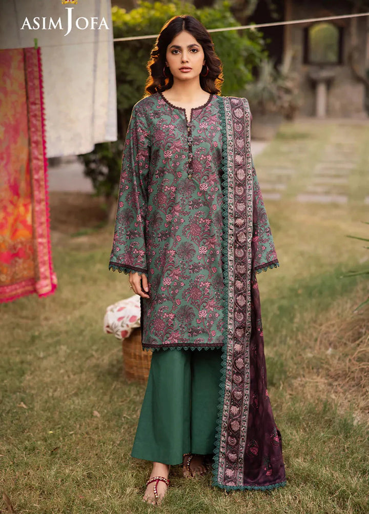Asim Jofa Printed Lawn Suits Unstitched 3 Piece AJ25P6 AJUBJ-32 - Summer Collection