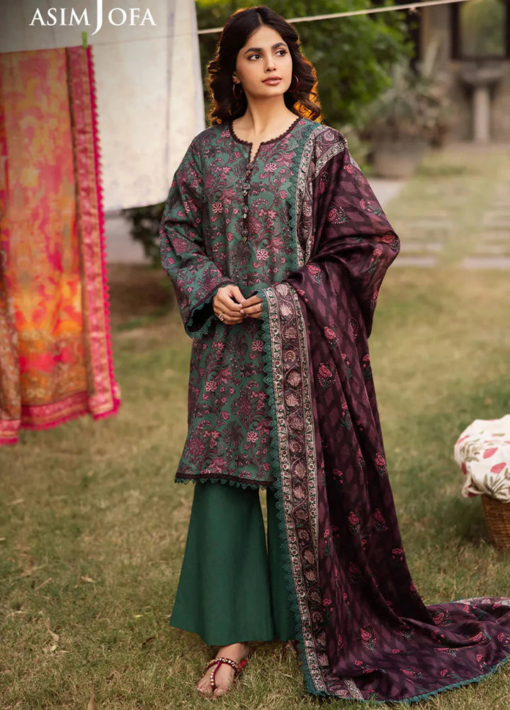 Asim Jofa Printed Lawn Suits Unstitched 3 Piece AJ25P6 AJUBJ-32 - Summer Collection