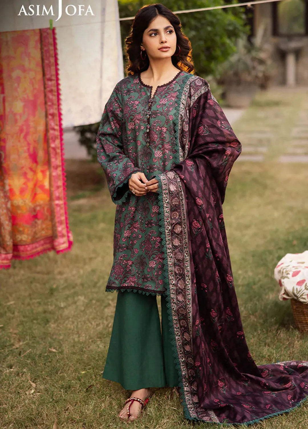 Asim Jofa Printed Lawn Suits Unstitched 3 Piece AJ25P6 AJUBJ-32 - Summer Collection