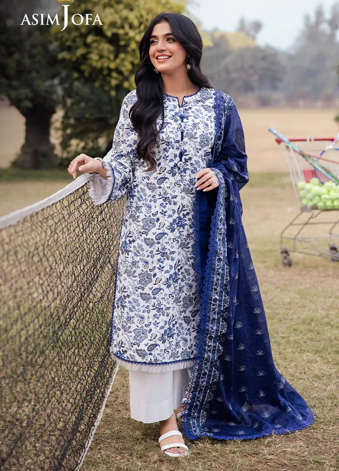 Asim Jofa Printed Lawn Suits Unstitched 3 Piece AJ25P6 AJUBJ-35 - Summer Collection
