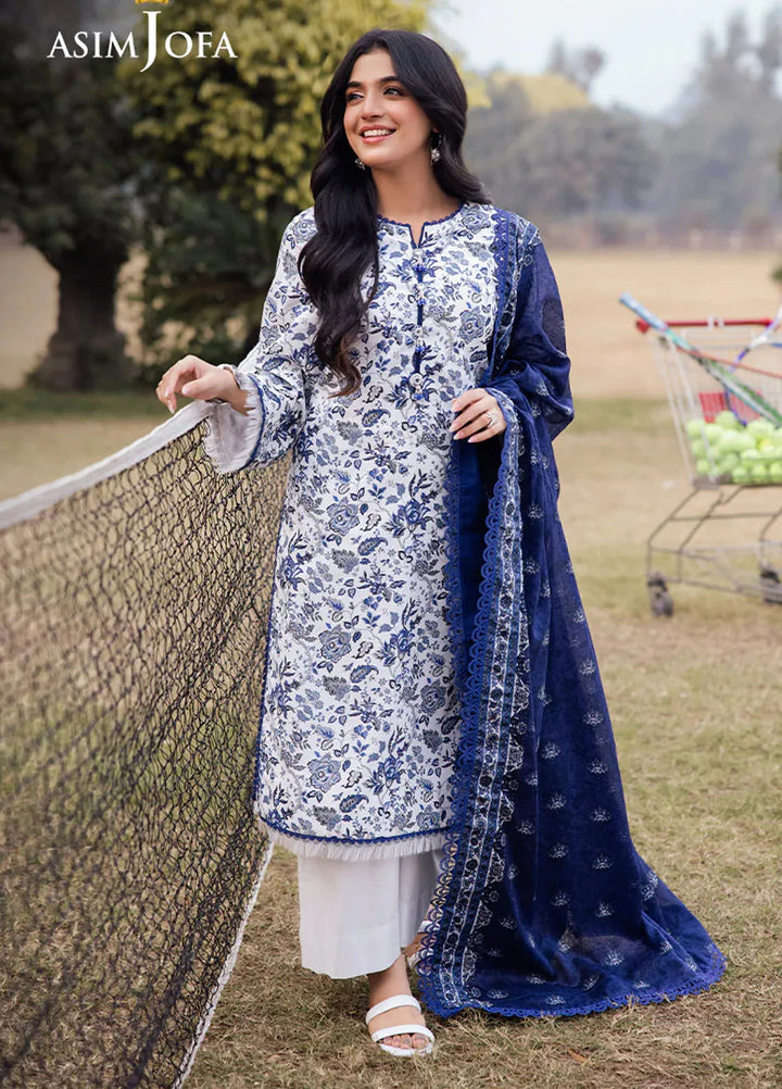 Asim Jofa Printed Lawn Suits Unstitched 3 Piece AJ25P6 AJUBJ-35 - Summer Collection