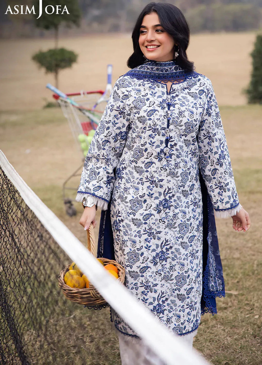 Asim Jofa Printed Lawn Suits Unstitched 3 Piece AJ25P6 AJUBJ-35 - Summer Collection