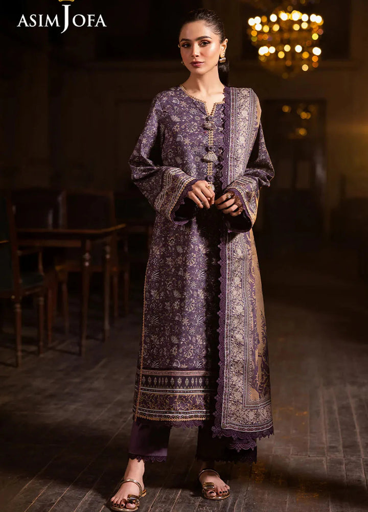 Asim Jofa Printed Lawn Suits Unstitched 3 Piece AJ25P6 AJUBJ-48 - Summer Collection