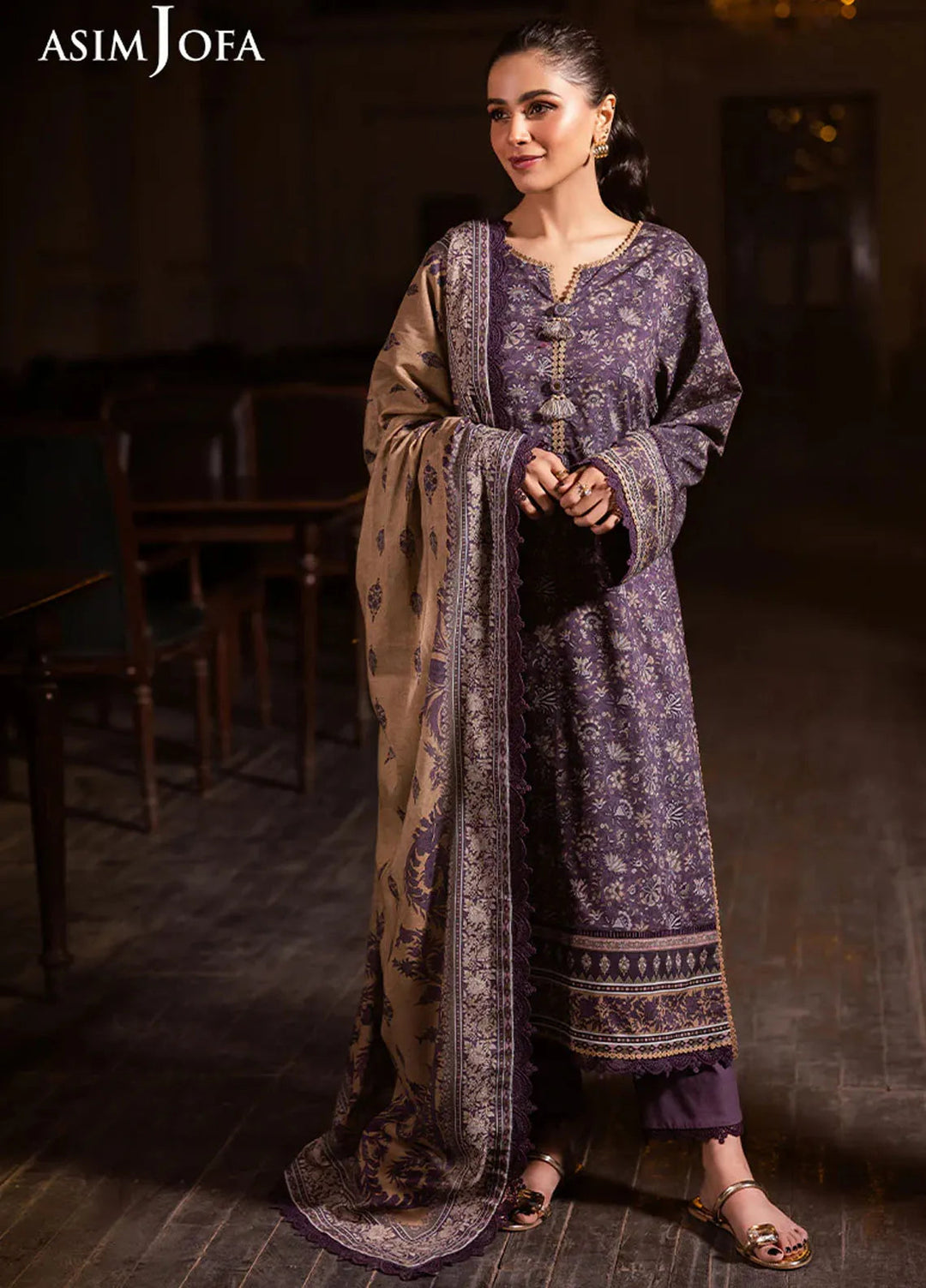 Asim Jofa Printed Lawn Suits Unstitched 3 Piece AJ25P6 AJUBJ-48 - Summer Collection