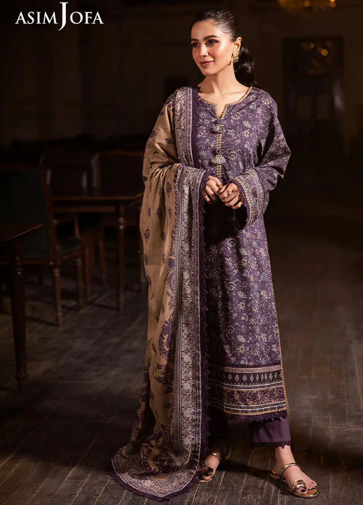 Asim Jofa Printed Lawn Suits Unstitched 3 Piece AJ25P6 AJUBJ-48 - Summer Collection