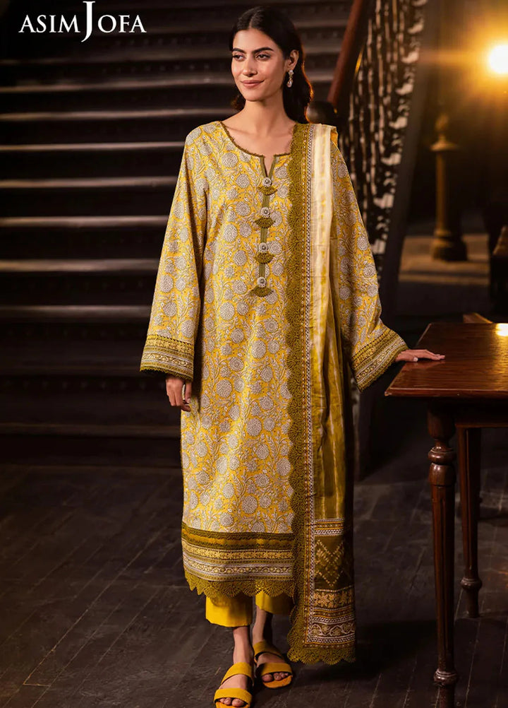 Asim Jofa Printed Lawn Suits Unstitched 3 Piece AJ25P6 AJUBJ-51 - Summer Collection