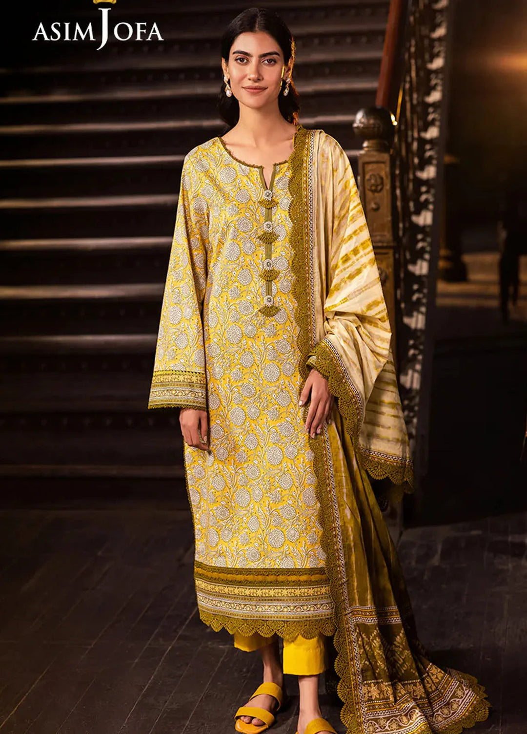 Asim Jofa Printed Lawn Suits Unstitched 3 Piece AJ25P6 AJUBJ-51 - Summer Collection