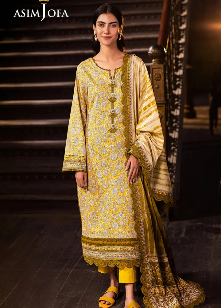 Asim Jofa Printed Lawn Suits Unstitched 3 Piece AJ25P6 AJUBJ-51 - Summer Collection