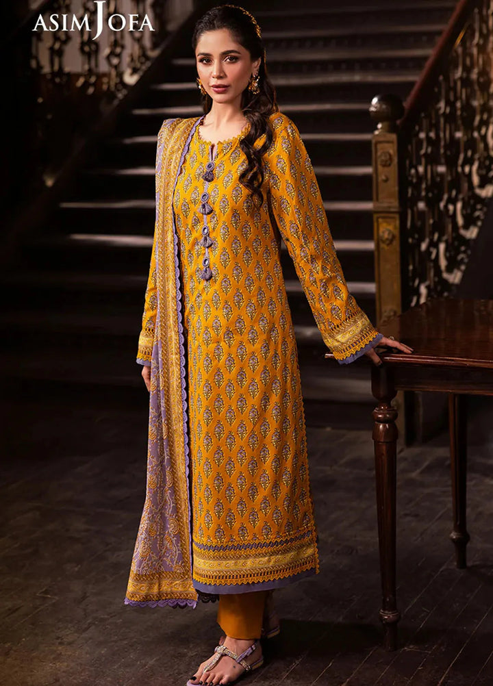 Asim Jofa Printed Lawn Suits Unstitched 3 Piece AJ25P6 AJUBJ-53 - Summer Collection