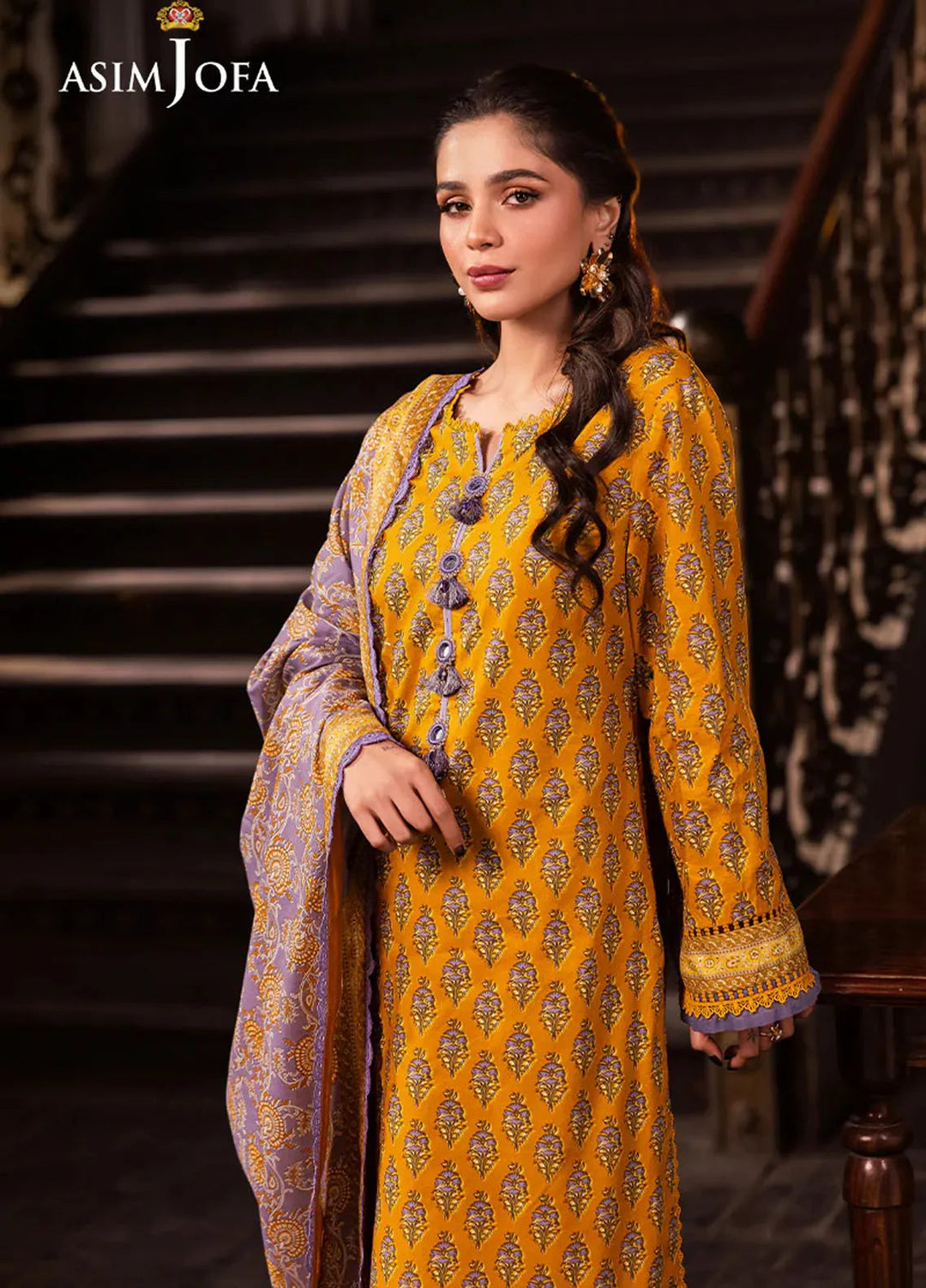 Asim Jofa Printed Lawn Suits Unstitched 3 Piece AJ25P6 AJUBJ-53 - Summer Collection