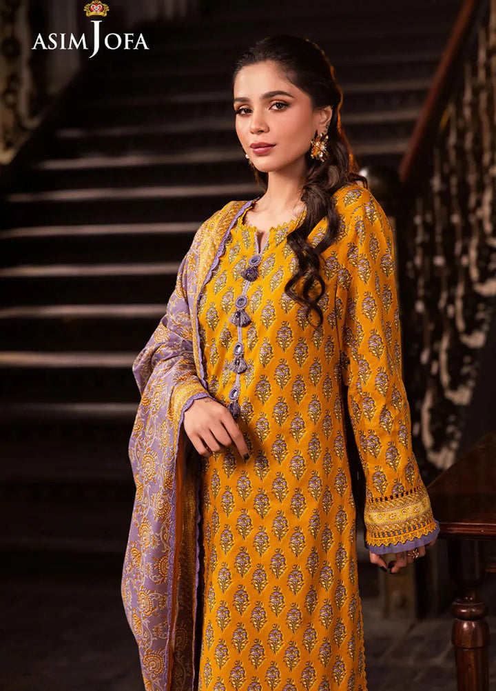 Asim Jofa Printed Lawn Suits Unstitched 3 Piece AJ25P6 AJUBJ-53 - Summer Collection