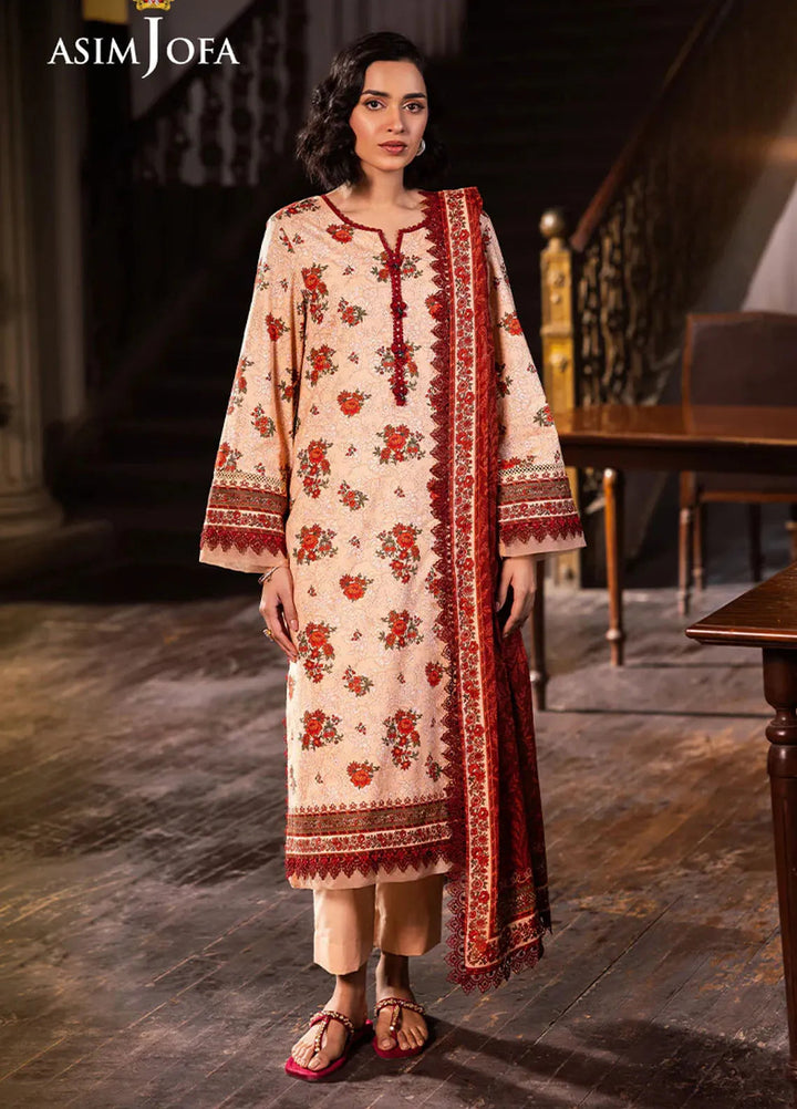 Asim Jofa Printed Lawn Suits Unstitched 3 Piece AJ25P6 AJUBJ-54 - Summer Collection
