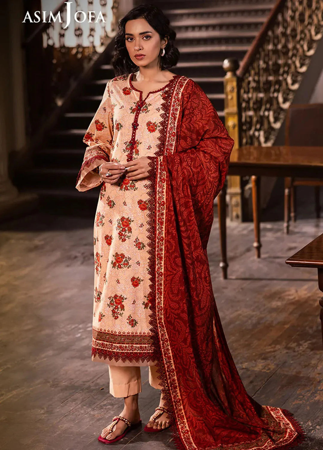 Asim Jofa Printed Lawn Suits Unstitched 3 Piece AJ25P6 AJUBJ-54 - Summer Collection