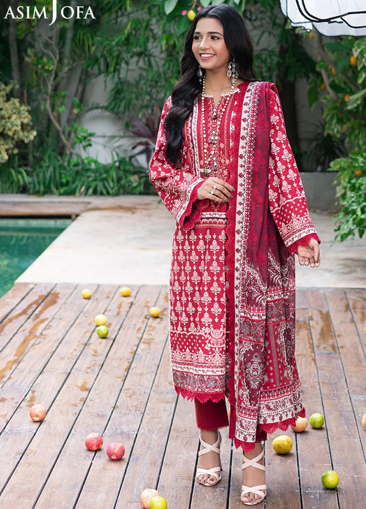 Asim Jofa Printed Lawn Suits Unstitched 3 Piece AJ25P6 AJUUB-32 - Summer Collection
