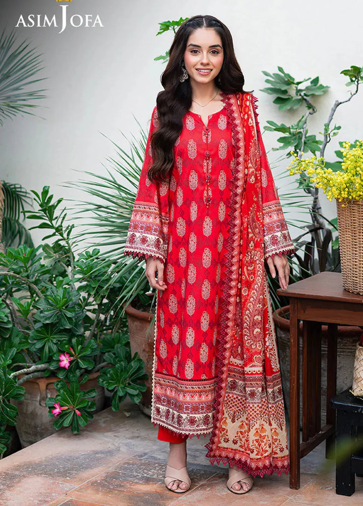Asim Jofa Printed Lawn Suits Unstitched 3 Piece AJ25P6 AJUUB-35 - Summer Collection