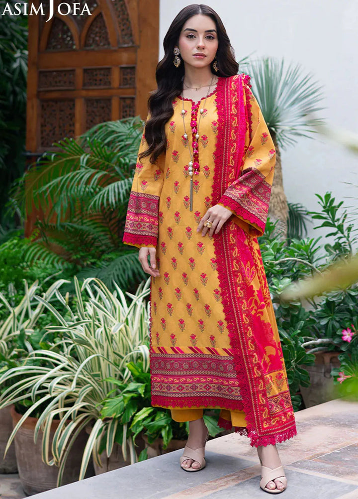 Asim Jofa Printed Lawn Suits Unstitched 3 Piece AJ25P6 AJUUB-36 - Summer Collection