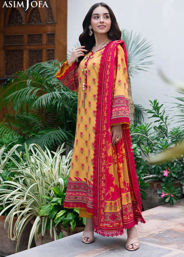 Asim Jofa Printed Lawn Suits Unstitched 3 Piece AJ25P6 AJUUB-36 - Summer Collection
