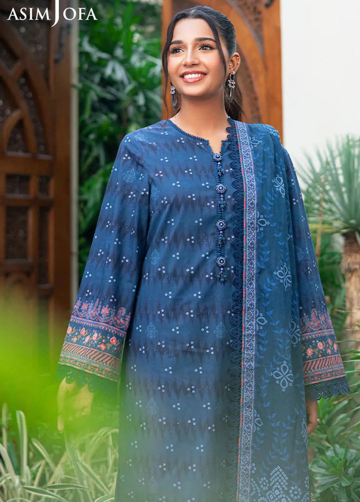 Asim Jofa Printed Lawn Suits Unstitched 3 Piece AJ25P6 AJUUB-37 - Summer Collection