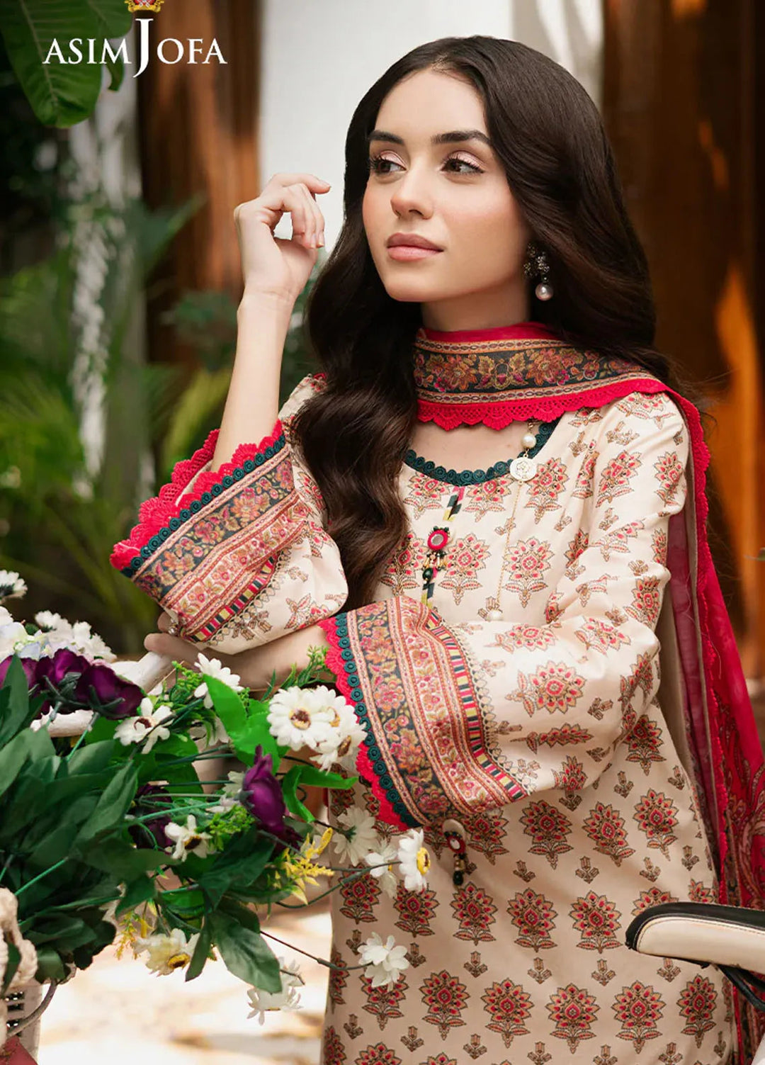 Asim Jofa Printed Lawn Suits Unstitched 3 Piece AJ25P6 AJUUB-39 - Summer Collection