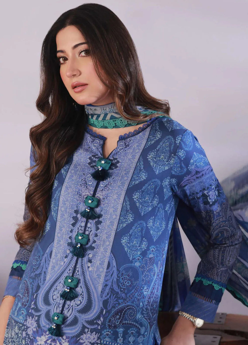 Asim Jofa Printed Lawn Unstitched Suit 2 Piece AJ23-P2 AJBP-49 - Summer Collection