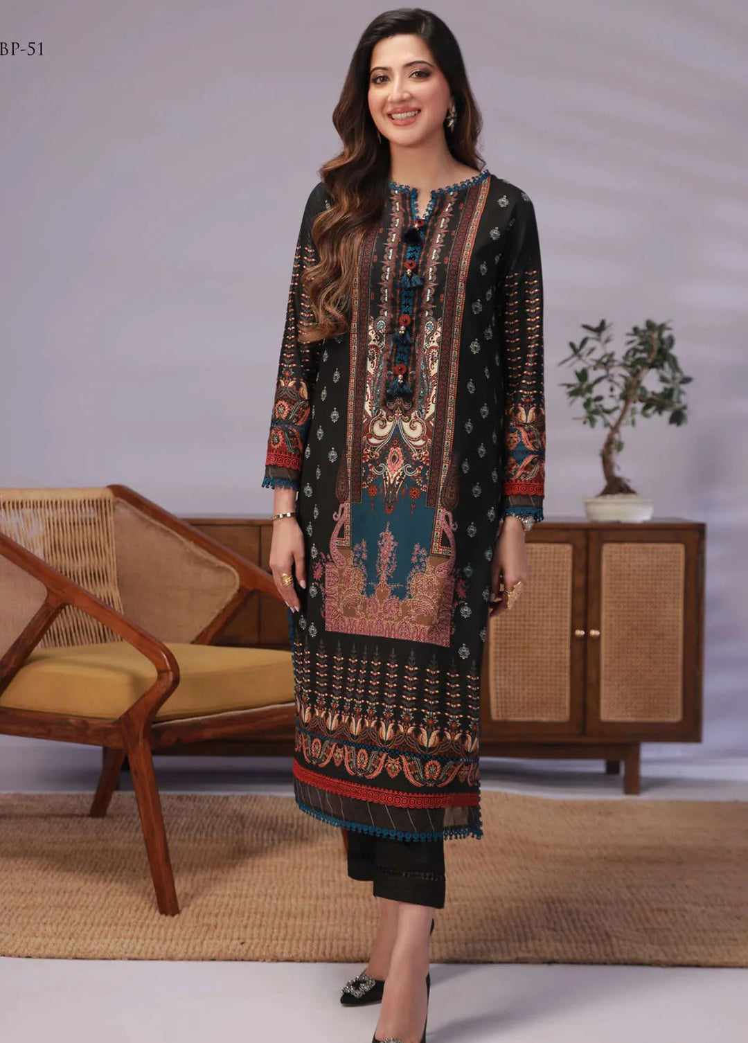 Asim Jofa Printed Lawn Unstitched Suit 2 Piece AJ23-P2 AJBP-51 - Summer Collection
