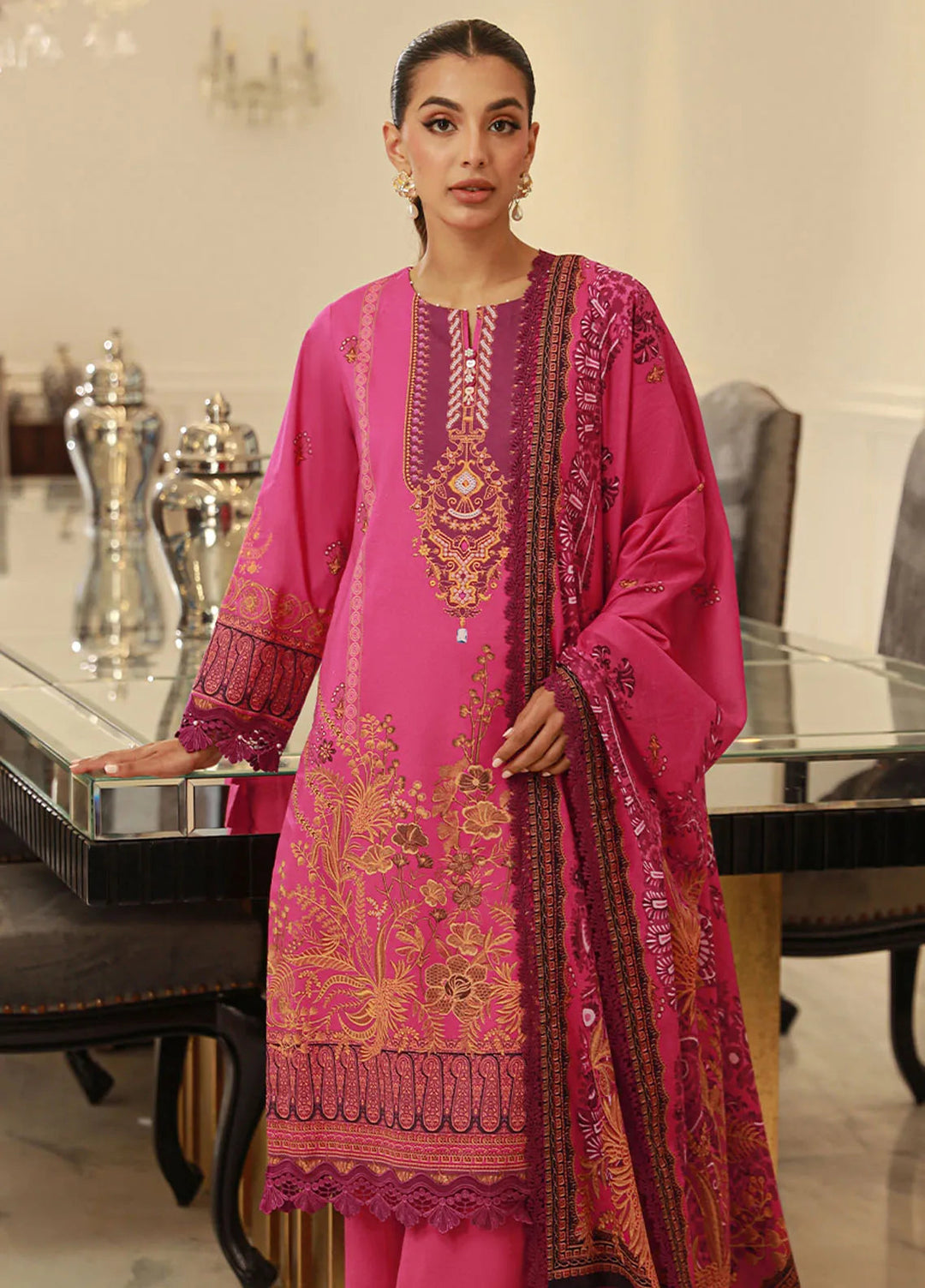 Asim Jofa Printed Lawn Unstitched Suit 3 Piece AJ24PU AJUN-01 - Summer Collection